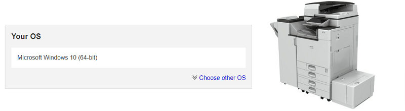 აირჩიეთ ოპერაციული სისტემა Ricoh-ის დრაივერის მისაღებად