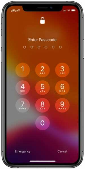 iPhone XS-Passcode-Bildschirm