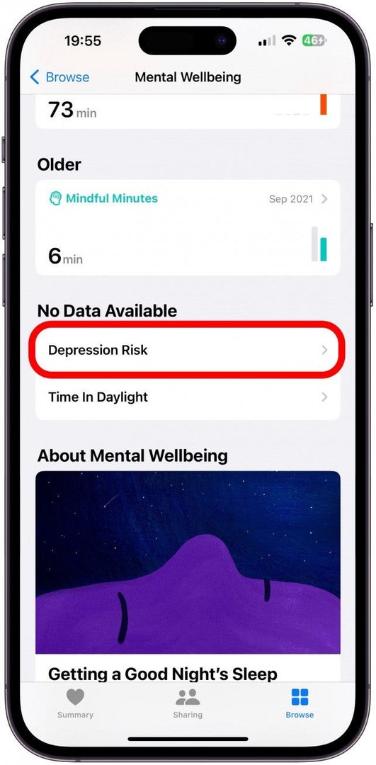 Tryk på Depressionsrisiko.