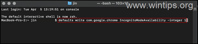 ลบหน้าต่าง Chrome Incognito ใน MAC