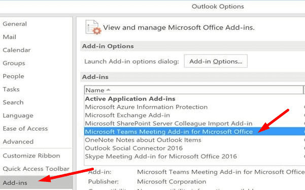Complément de réunion Microsoft Teams pour Office Outlook