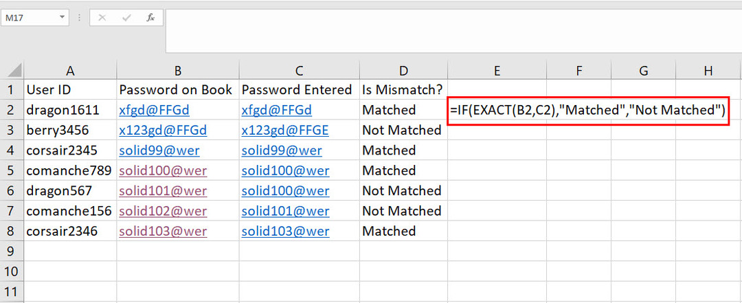 Kā salīdzināt tekstu programmā Excel, izmantojot IF formulu