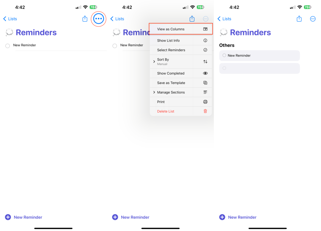 Как да използвате Kanban View в Apple Reminders на iPhone - 2