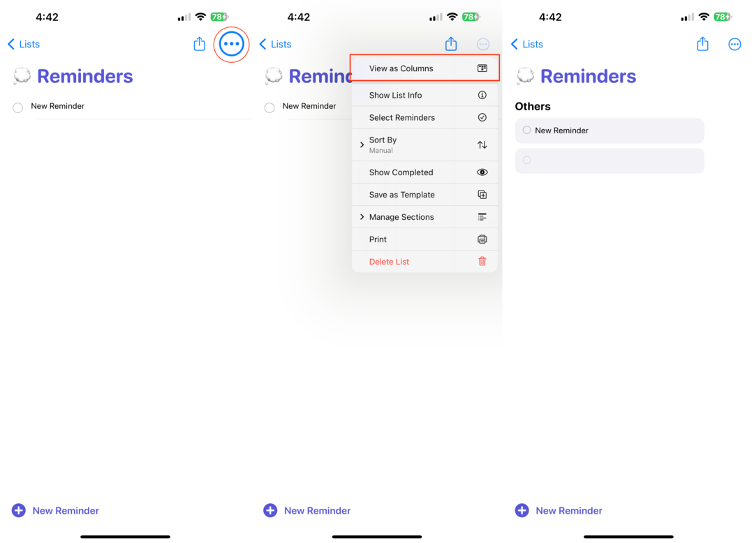 Kaip naudoti „Kanban View“ „Apple“ priminimuose „iPhone“ – 2