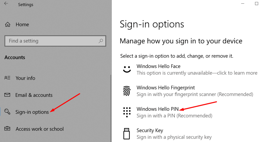 login muligheder windows 10