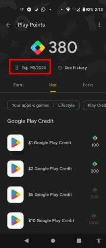 Verifique seus pontos do Google Play