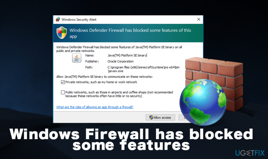 O Firewall do Windows bloqueou alguns erros de recursos