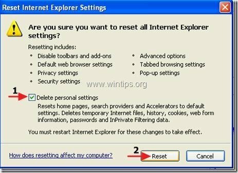 Internet Explorer atiestatīšana