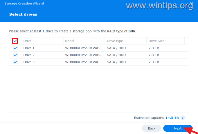 pool di archiviazione Synology