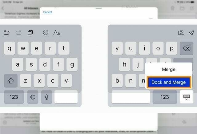 Dock et fusionner le clavier à l'écran de l'iPad