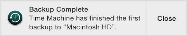 Time Machine-säkerhetskopieringen har slutförts