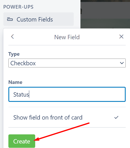 utwórz nowe pole niestandardowe pola trello
