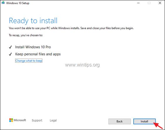 „Windows 10“ atnaujinimas vietoje