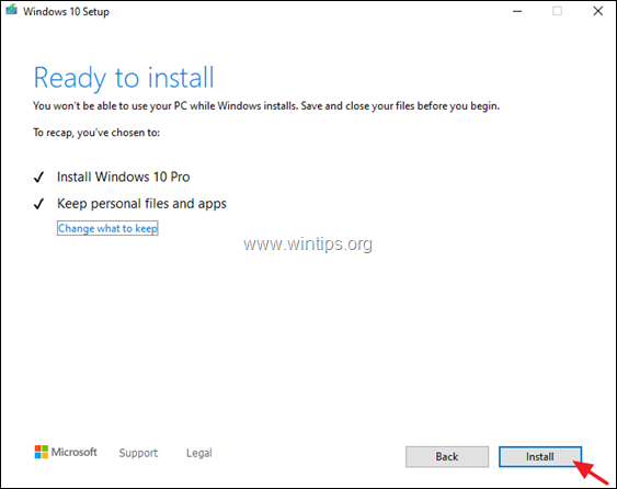 Perbaikan di TempatTingkatkan Windows 10