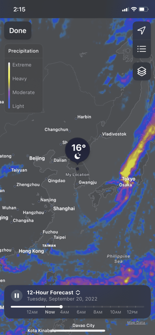 iOS 16 Meteo App Nuovi aggiornamenti Precipitazioni