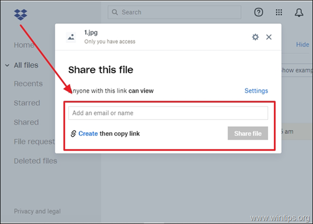 Cara mengirim file dropbox