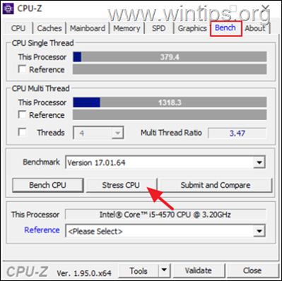 Stresse die CPU mit CPU-Z