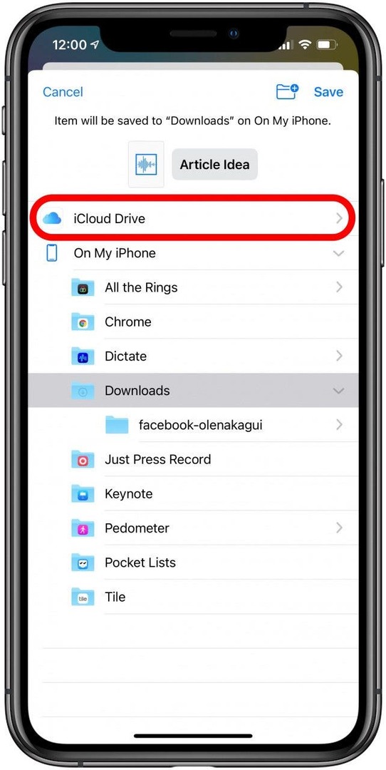 Toque em iCloud Drive.