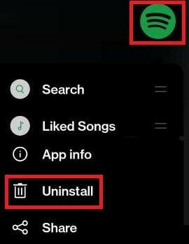 Deinstallieren Sie die Spotify-App