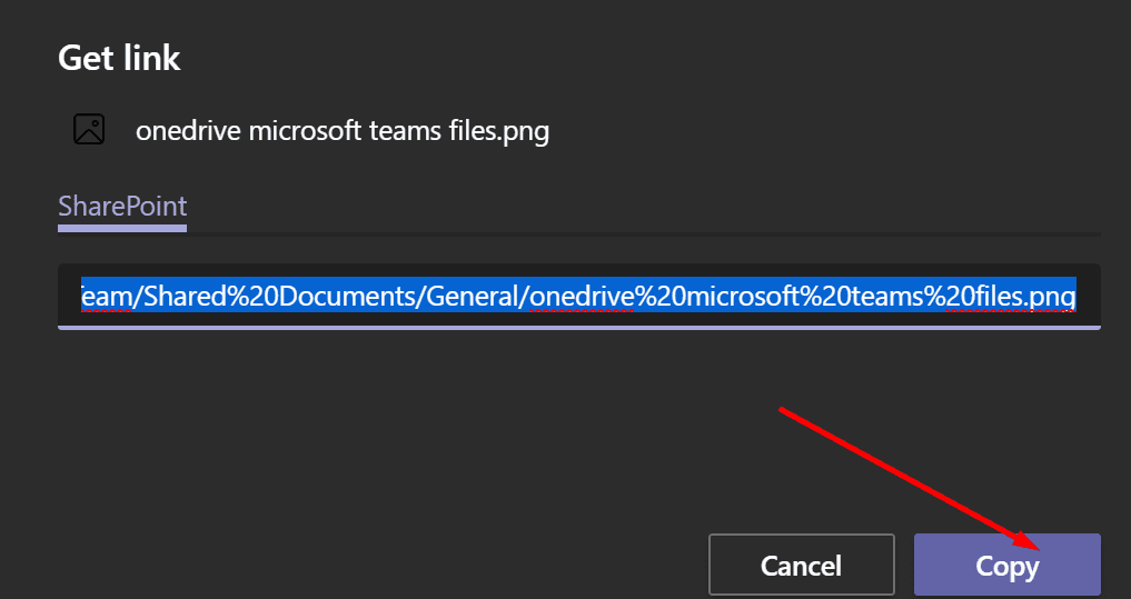 SharePointリンクのMicrosoftTeamsをコピーする