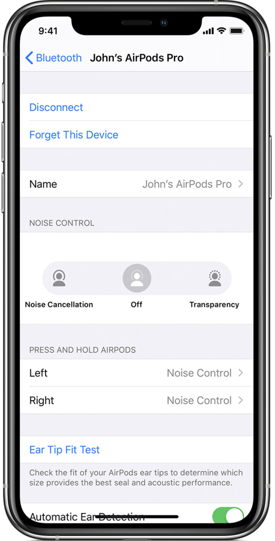 Ändern Sie die Befehle zum Drücken und Halten von Airpods Pro