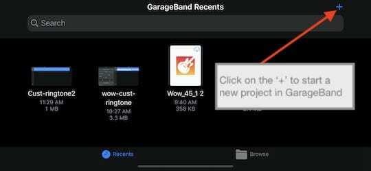 Vytvorte nový projekt GarageBand na iPhone