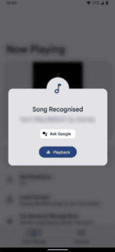 Von Google Now Playing erkanntes Lied