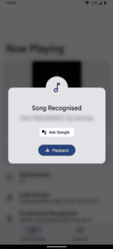 Chanson reconnue par Google Now Playing
