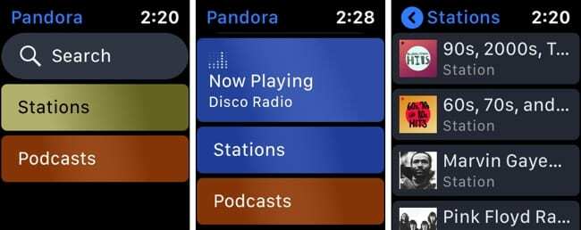 Pandora főállomások – Apple Watch