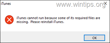  iTunes ha richiesto i file mancanti e non può essere eseguito.