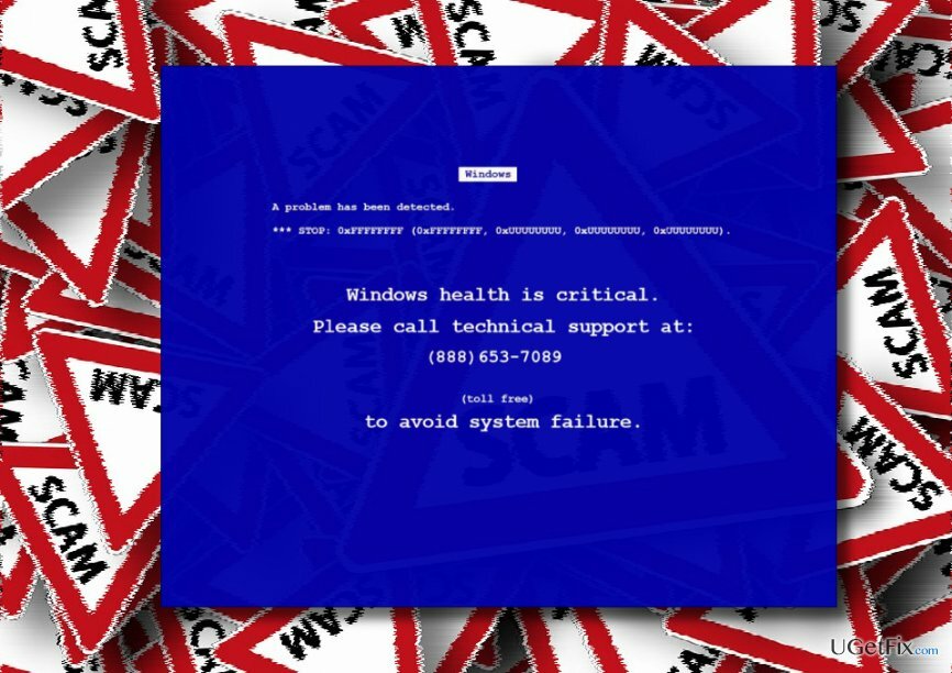 zobrazující podvod „Zdravotní stav systému Windows je kritický“.