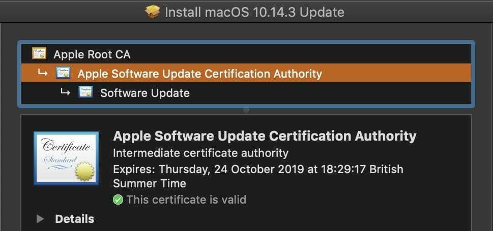 macOS Installer – Tanúsítvány