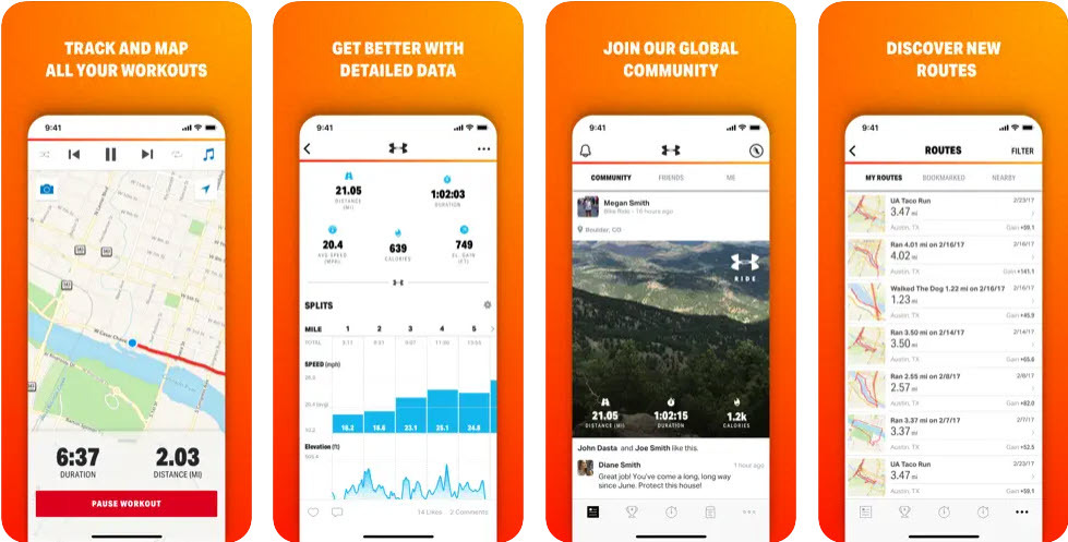 Najlepšie cyklistické aplikácie Map My Ride by Under Armour