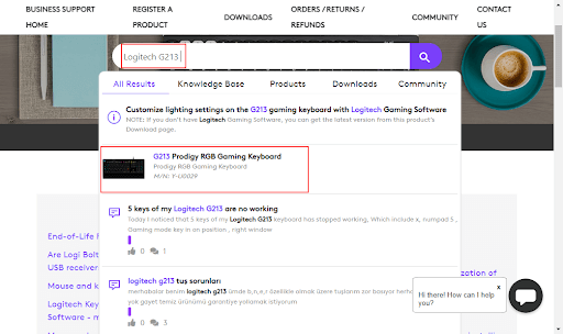 Søk etter ditt Logitech G213-tastatur