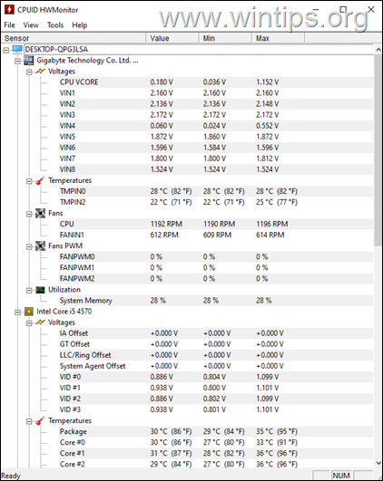 CPUID HWMonitor