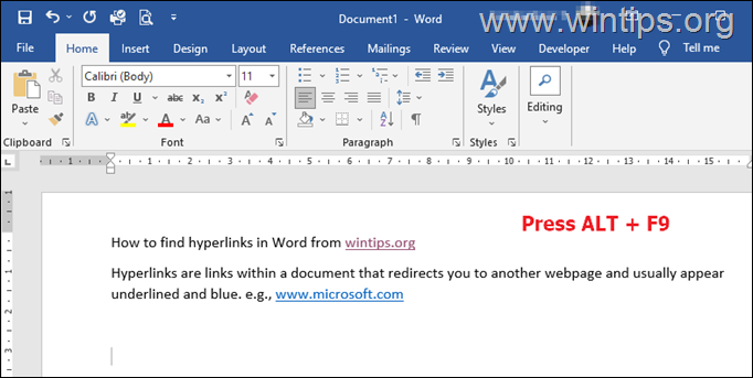 So finden, ändern und löschen Sie Hyperlinks in einem Word-Dokument.