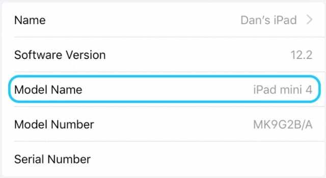 Модель iPad у розділі Про налаштування.