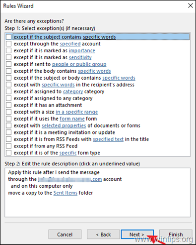 Altere a pasta de e-mails enviados para IMAP no Outlook.