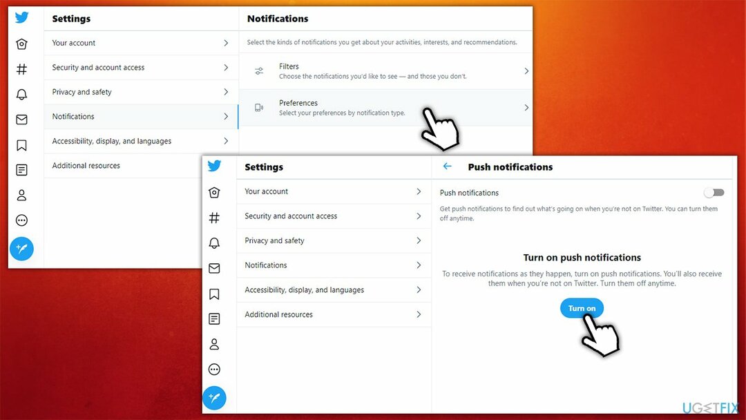 Habilitar notificações no Twitter