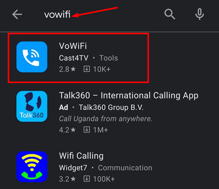 aplikace vowifi pro android