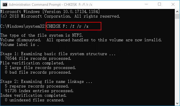 chkdsk v systému Windows