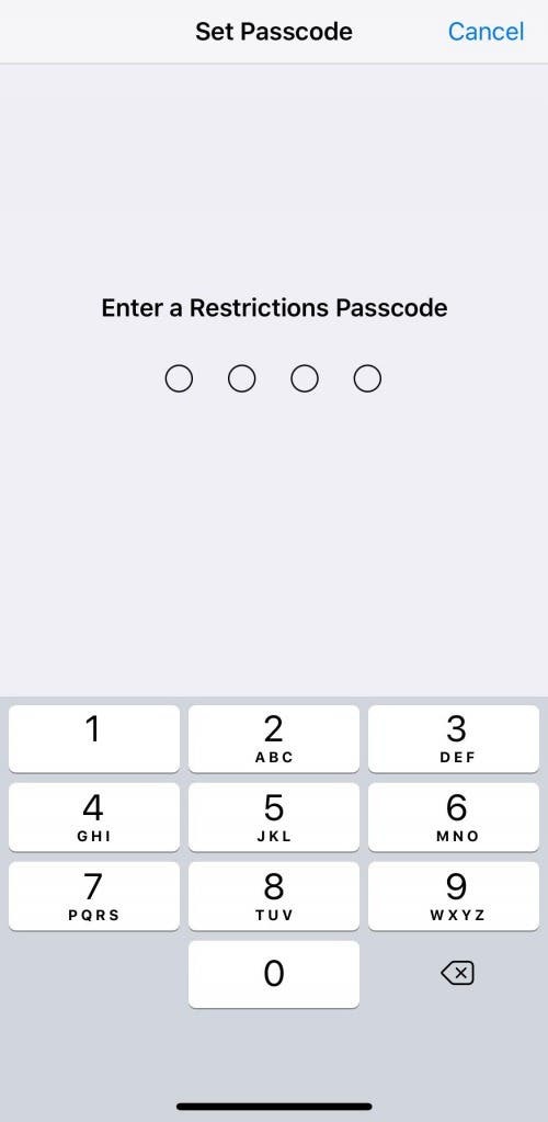 cod de acces pentru restricții iPhone