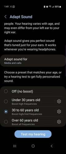 Telefone Samsung Teste minha audição