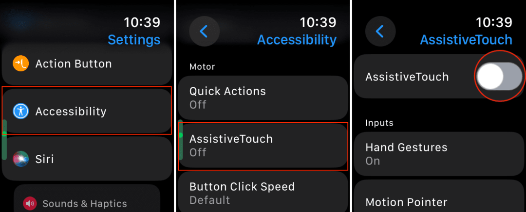 როგორ გამოვიყენოთ ორმაგი შეხება Apple Watch-ზე - ჩართეთ AssistiveTouch - 1