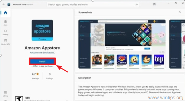 Asenna Amazon AppStore -sovellus