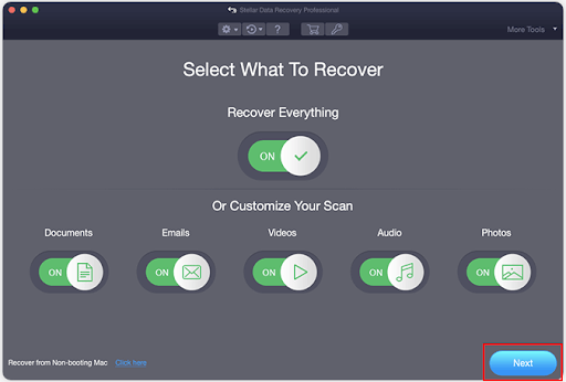 Stellar Data Recovery for Mac - Valitse palautettava tieto