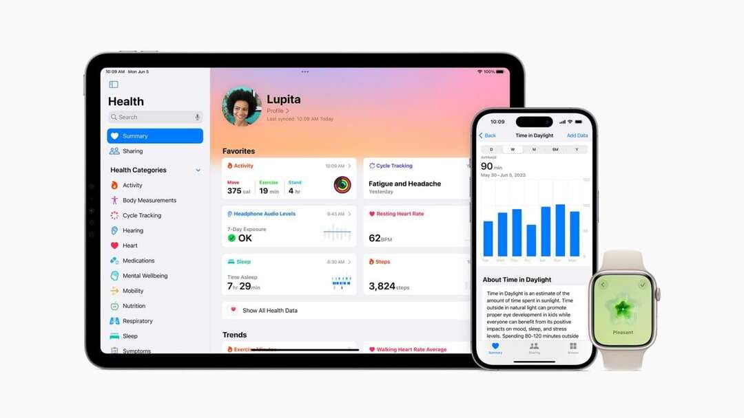 Rôzne informácie o zdraví na Apple Watch, iOS a iPadOS pre aktualizácie na jeseň 2023