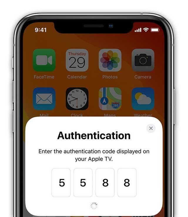 código de autenticação na Apple TV
