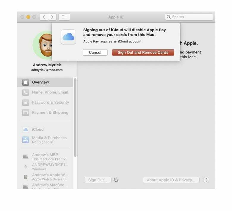 ลบ Apple Pay ออกจากบัญชีบน Mac