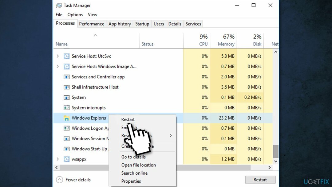 Mulai ulang Windows Explorer